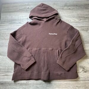 Standard Cloth Hoodie Mens Large Brown Waffle Knit Pullover Thermal AA100